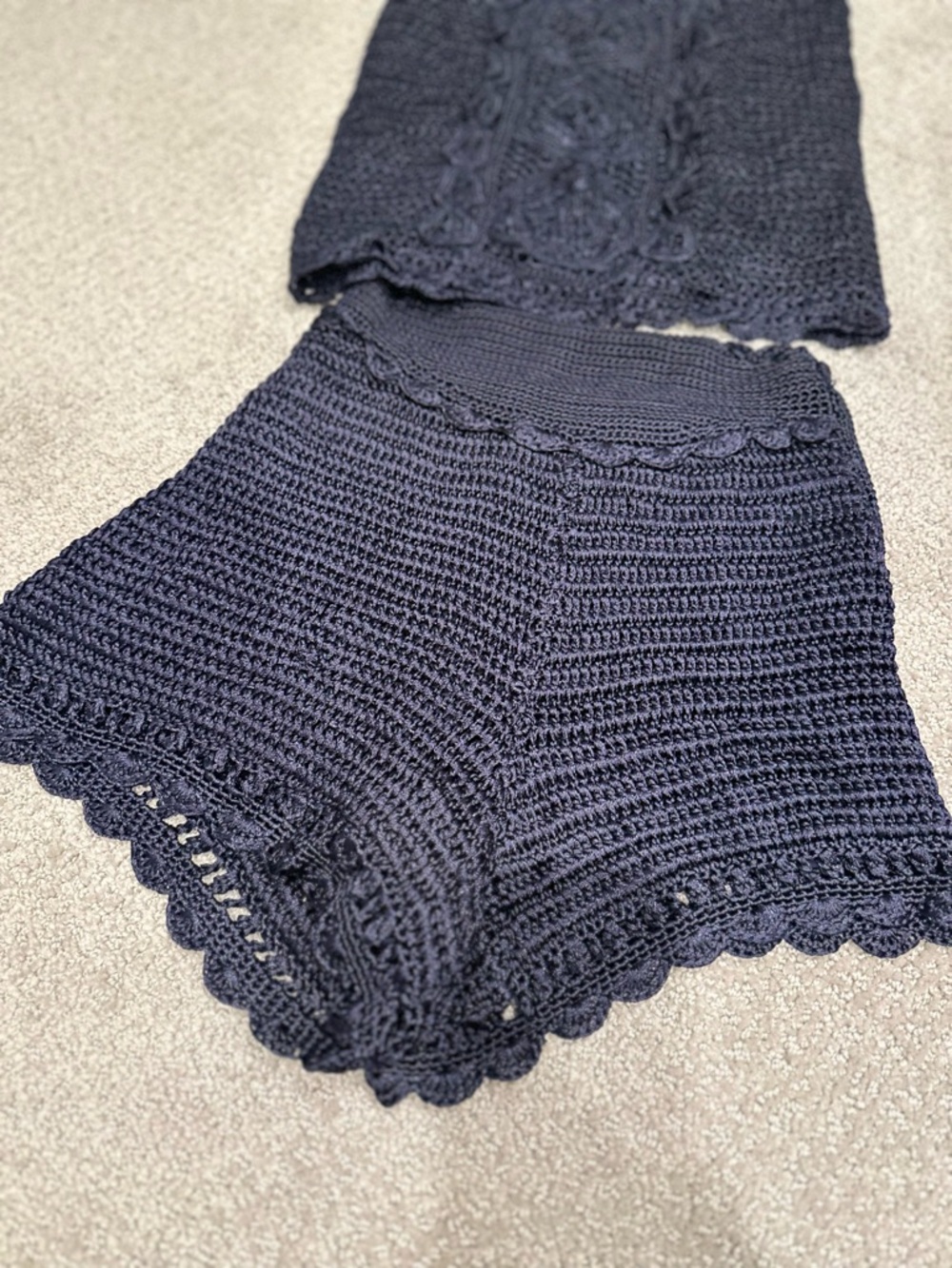H&M NWOT Navy Crochet Shorts Set